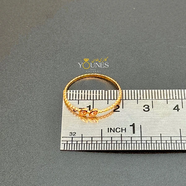 انگشتر دو نگین صورتی بیضی طلا